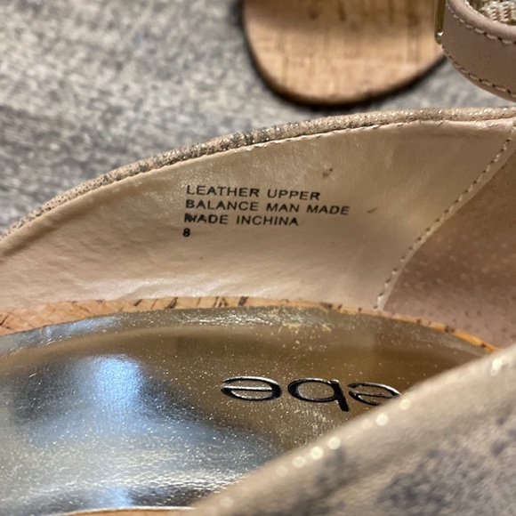 BEBE Sylvana Beige Gold LEATHER Wedge - Picture 9 of 11